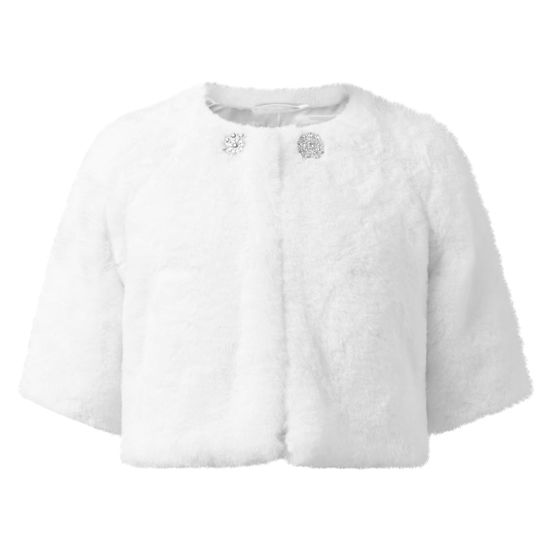 Ivory Faux Fur Cropped Jacket Rachel Riley US