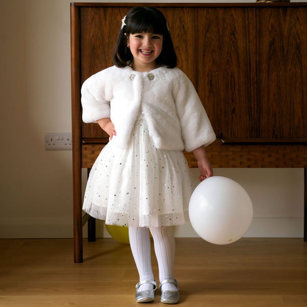 Ivory Faux Fur Cropped Jacket Rachel Riley US