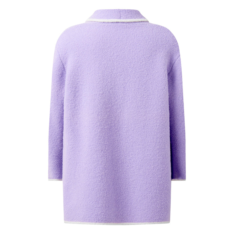 Purple Boucle Knit Longline Cardigan Rachel Riley US