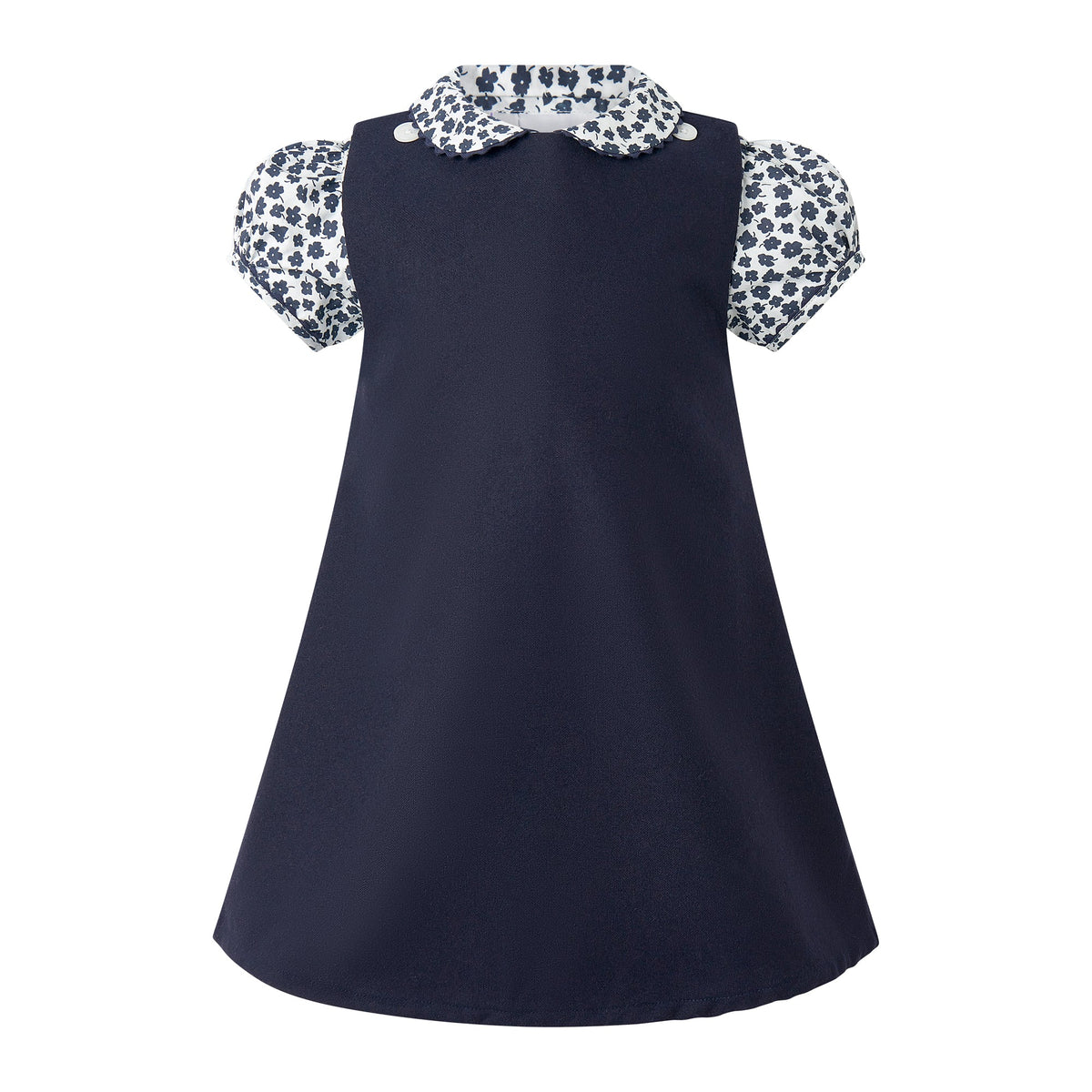 Floral Blouse & Navy Pinafore Set Rachel Riley US
