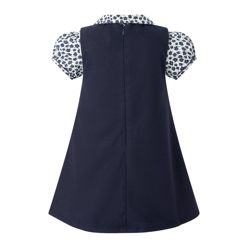 Floral Blouse & Navy Pinafore Set Rachel Riley US