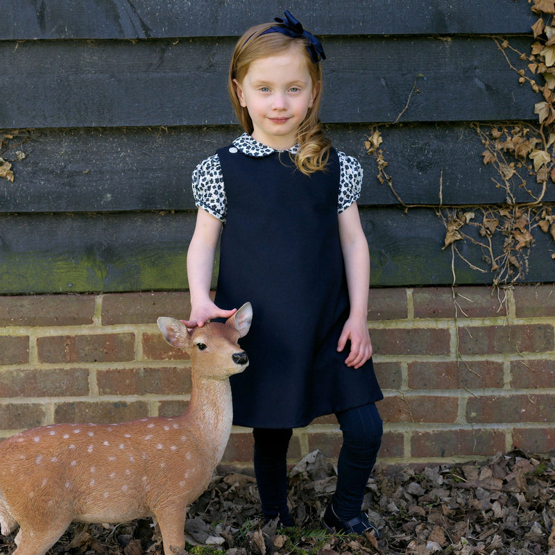 Floral Blouse & Navy Pinafore Set Rachel Riley US