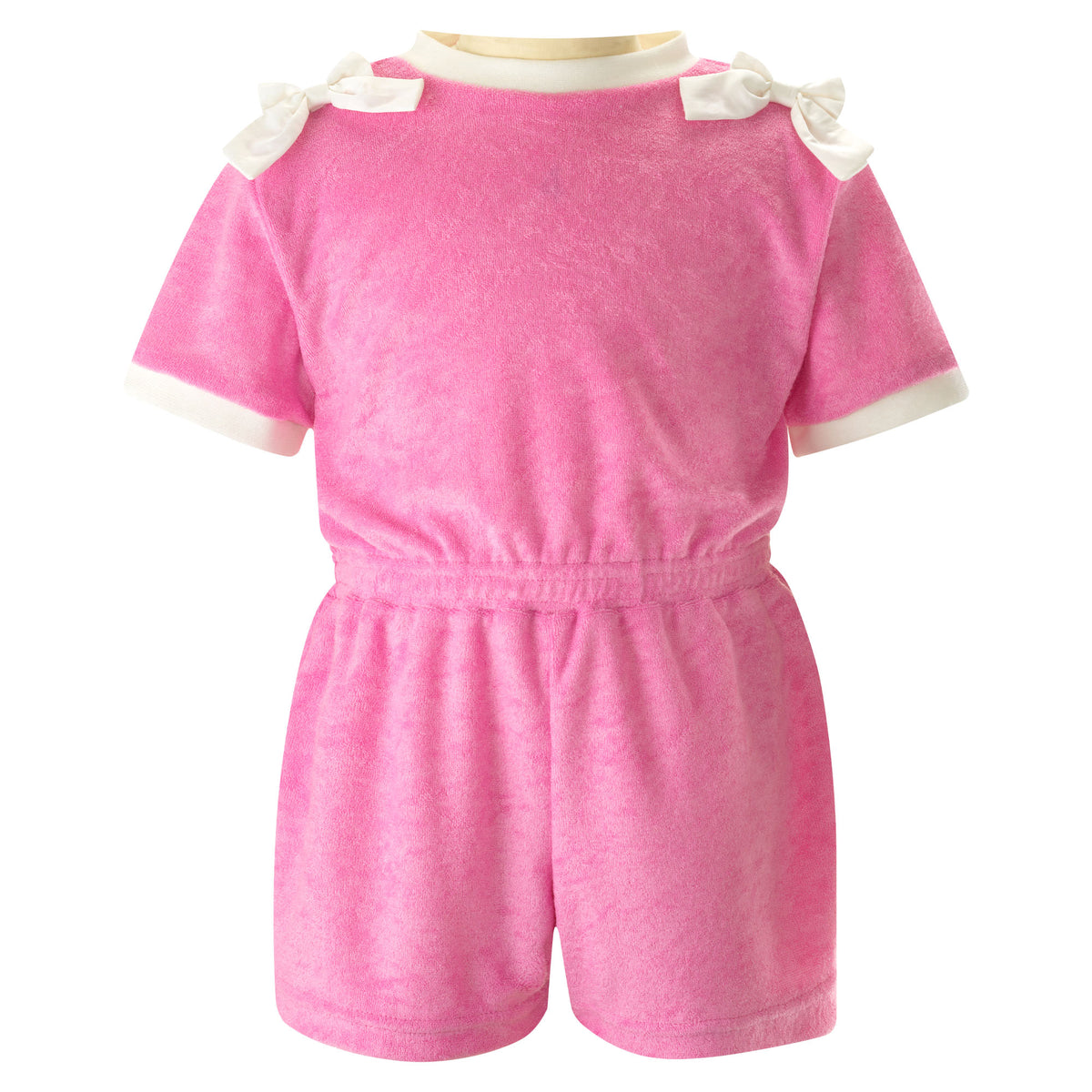 Pink Bow Towelling Playsuit Rachel Riley US