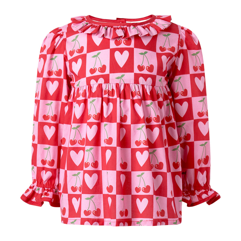 Cherry Heart Blouse & Leggings Set