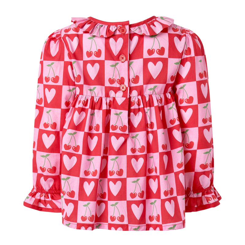 Cherry Heart Blouse & Leggings Set