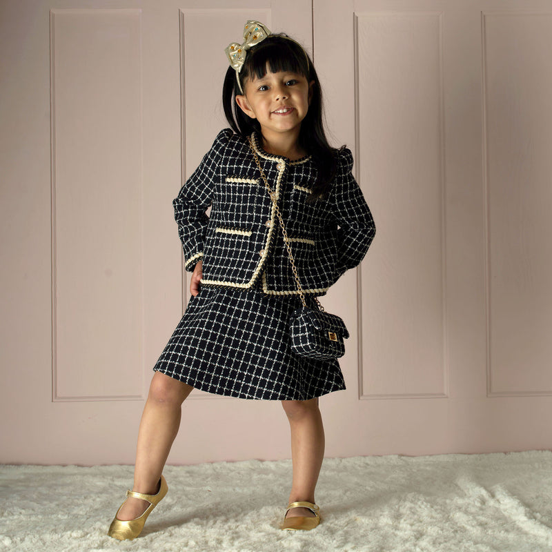 Black & Ivory Tweed Jacket and Skirt Set Rachel Riley US