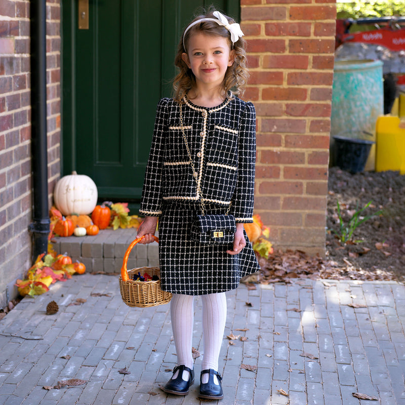 Black & Ivory Tweed Jacket and Skirt Set Rachel Riley US