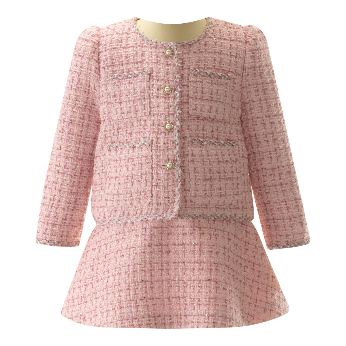 Pink Tweed Jacket and Skirt Set Rachel Riley US