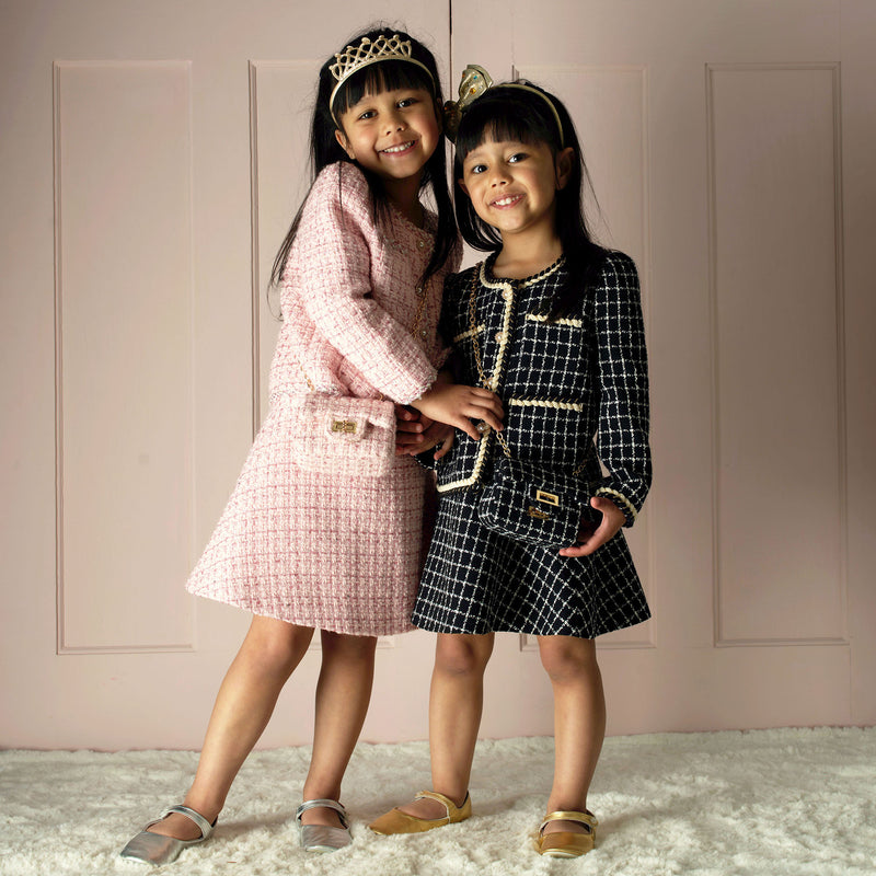 Black & Ivory Tweed Jacket and Skirt Set Rachel Riley US