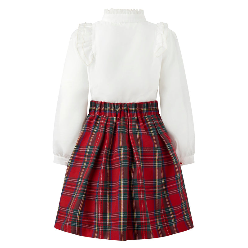 Red Tartan Skirt & Blouse Set