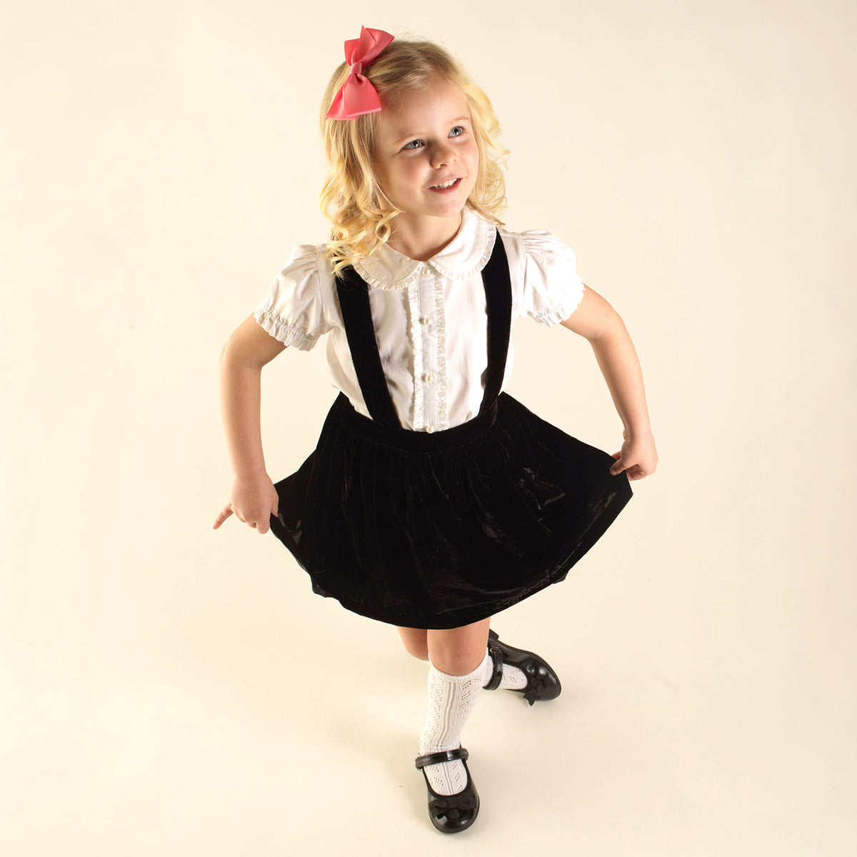 Eloise Black Silk Velvet Pinafore Set Rachel Riley US