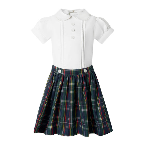 Navy Check Skirt & Blouse Set Rachel Riley US