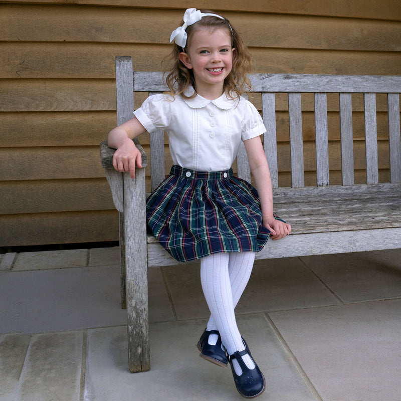 Navy Check Skirt & Blouse Set Rachel Riley US