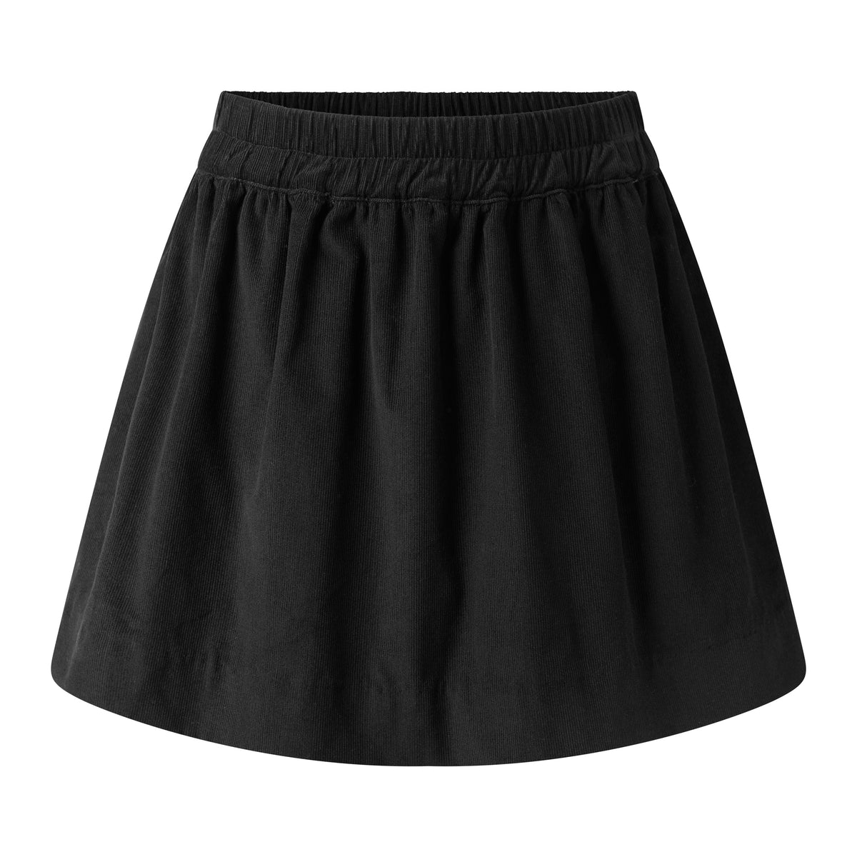 Black Babycord Pull-on Skirt