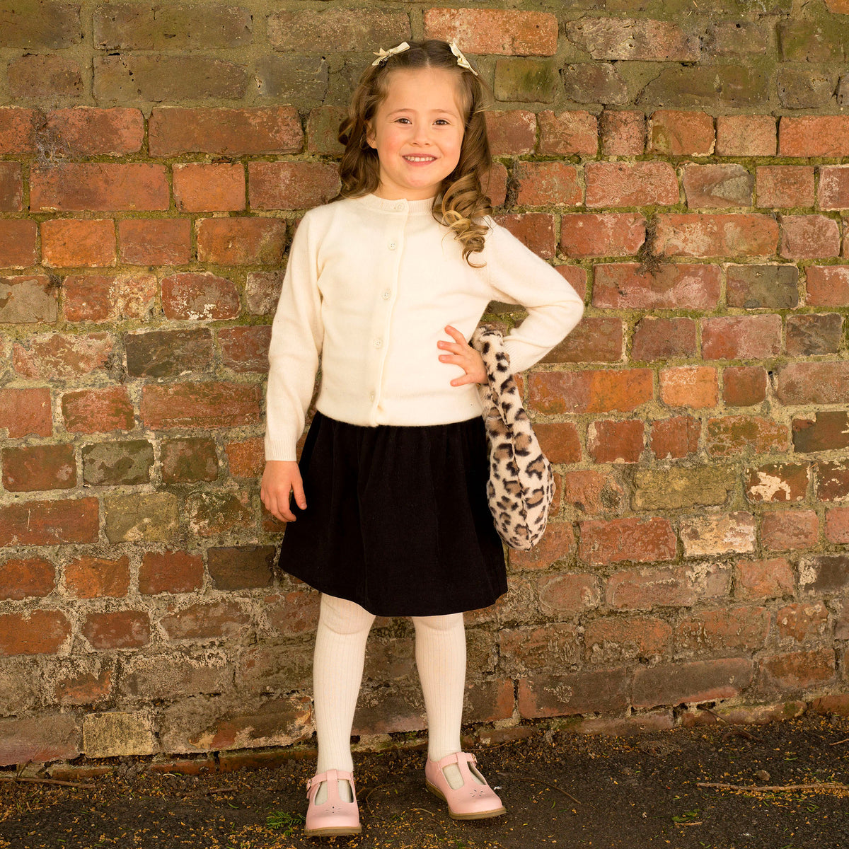 Black Babycord Pull-on Skirt
