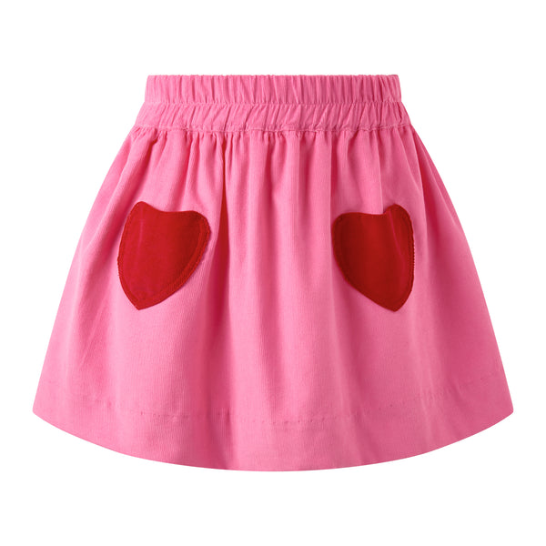 Heart Pocket Babycord Pull-on Skirt
