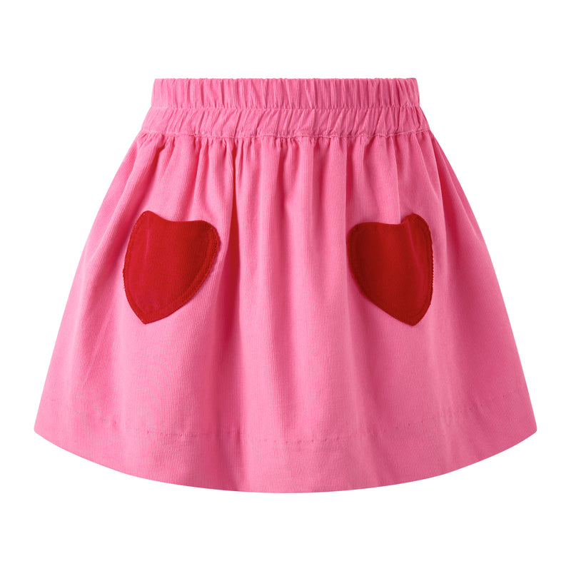 Heart Pocket Babycord Pull-on Skirt