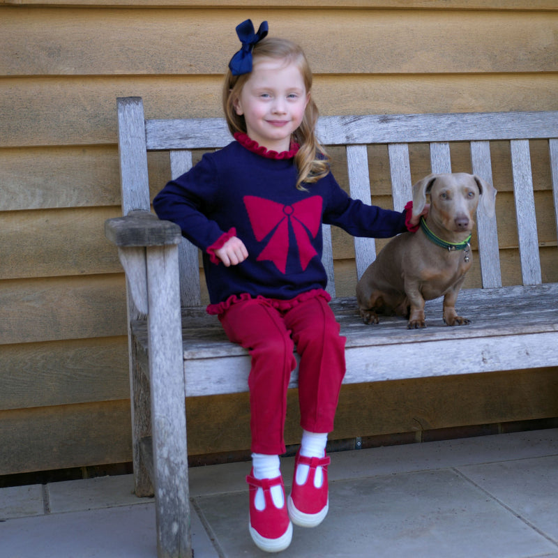 Navy Bow Intarsia Sweater Rachel Riley US