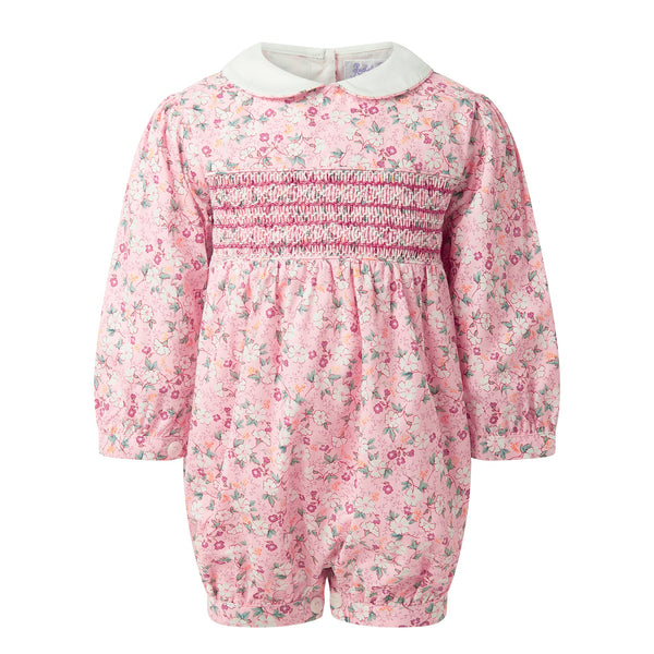 Pink Floral Smocked Babysuit Rachel Riley US