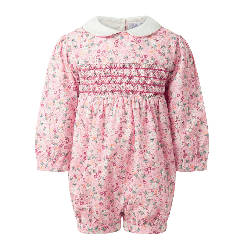Pink Floral Smocked Babysuit Rachel Riley US
