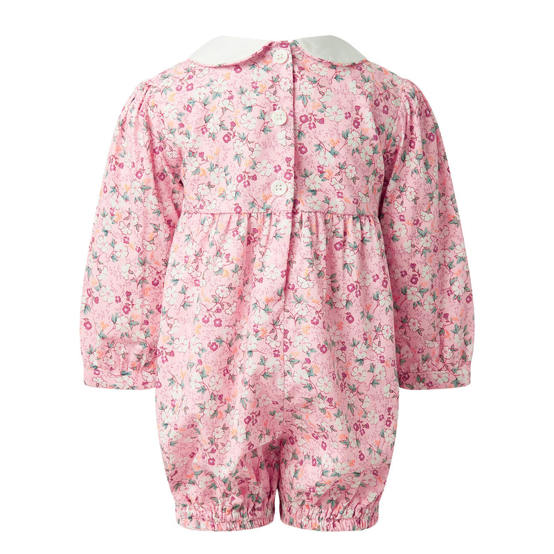 Pink Floral Smocked Babysuit Rachel Riley US