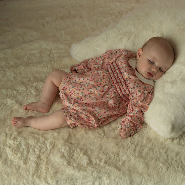 Pink Floral Smocked Babysuit Rachel Riley US