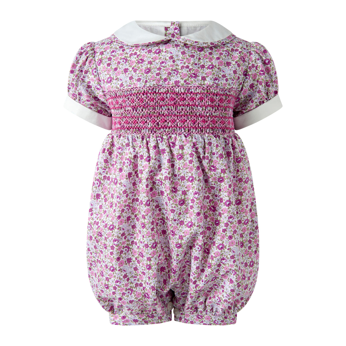 Purple Ditsy Floral Smocked Babysuit Rachel Riley US