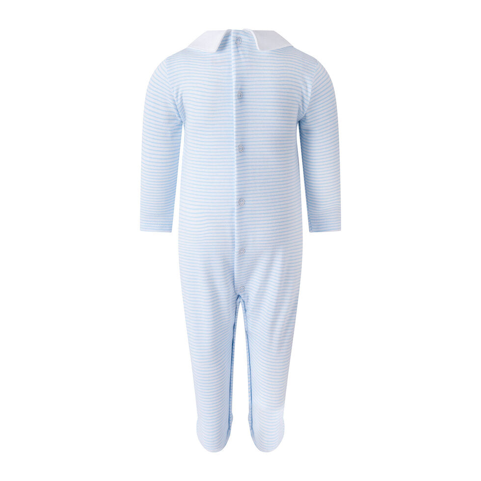 Pima Blue Pram Embroidered Footie Rachel Riley US