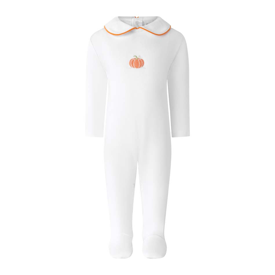 Pima Pumpkin Embroidered Footie