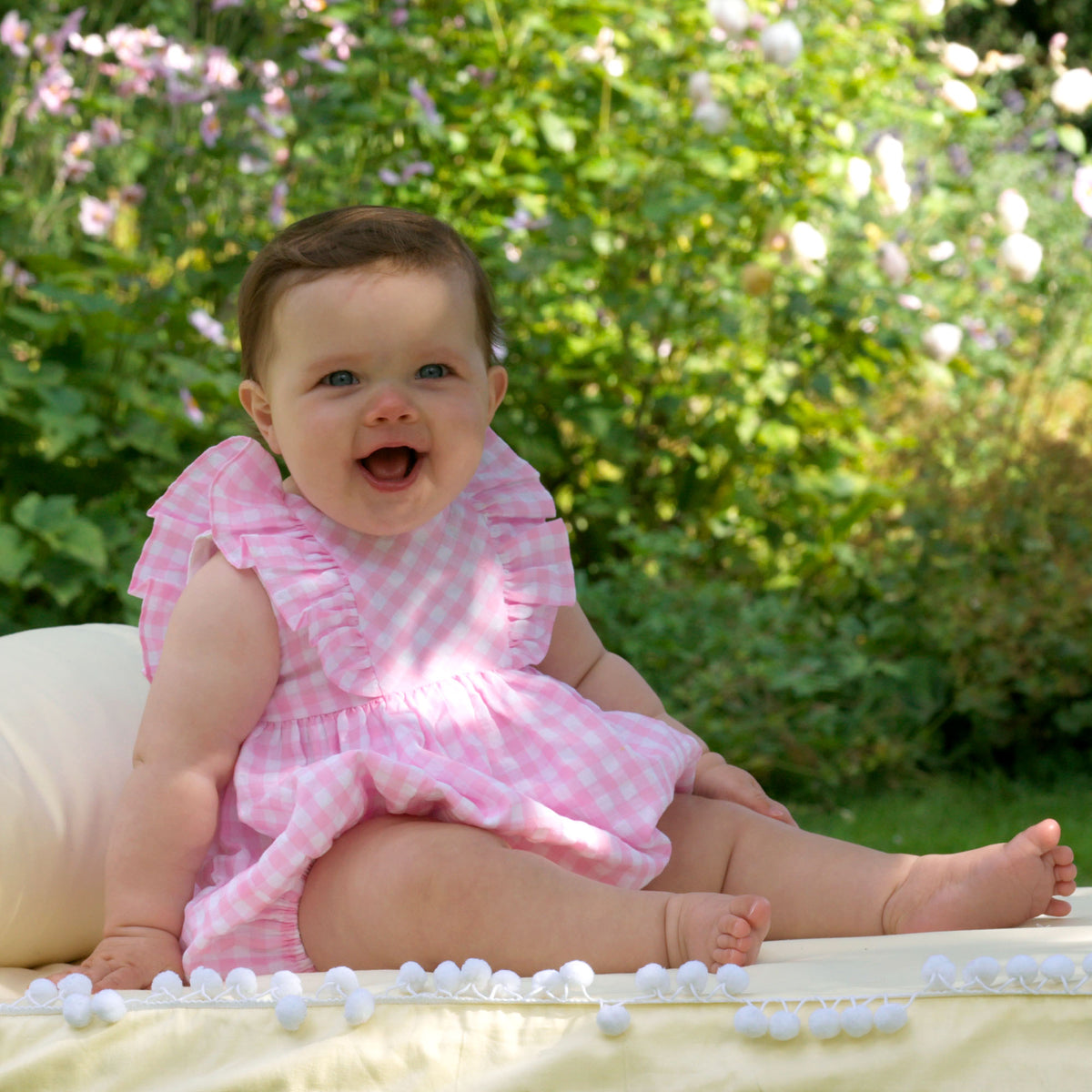 Check Ruffle Babysuit Rachel Riley US