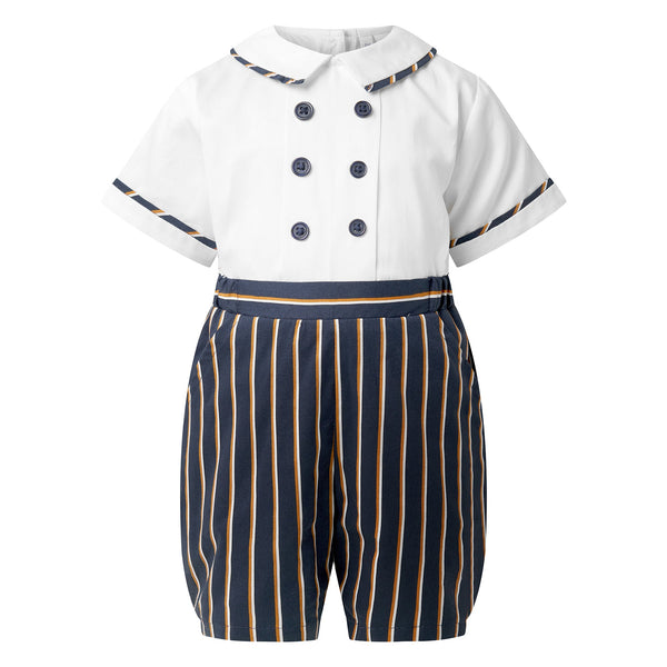 Navy Stripe Romper