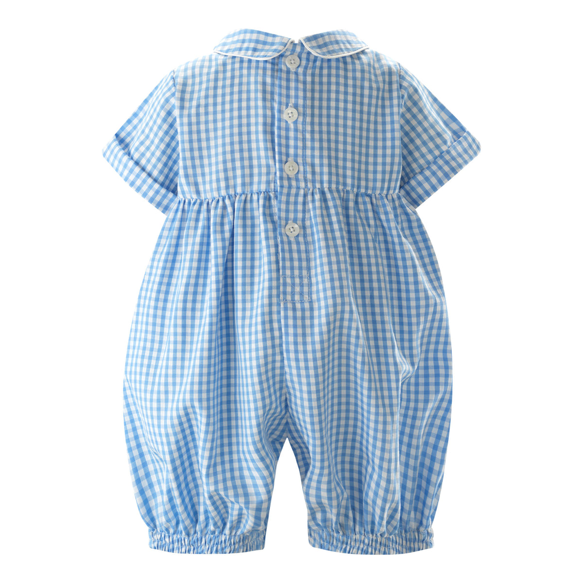 Blue Gingham Bunny Smocked Babysuit Rachel Riley US