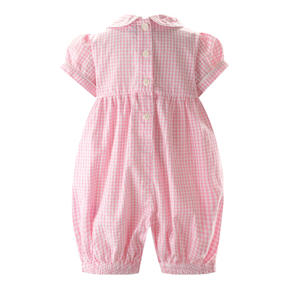 Pink Gingham Bunny Smocked Babysuit Rachel Riley US