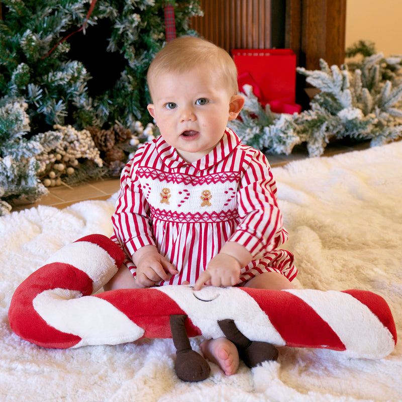 Candy Cane Smocked Babysuit Rachel Riley US
