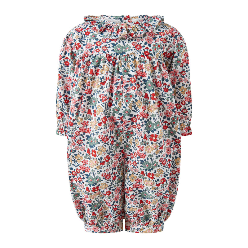 Pink Floral Frill Collar Babysuit Rachel Riley US