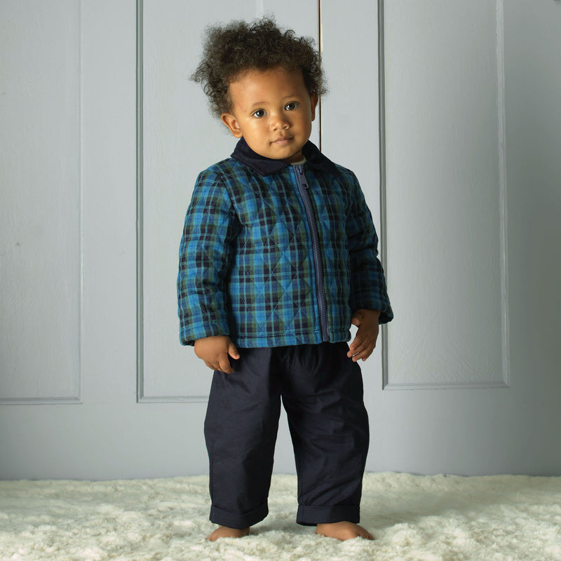 Navy Check Quilted Jacket Rachel Riley US