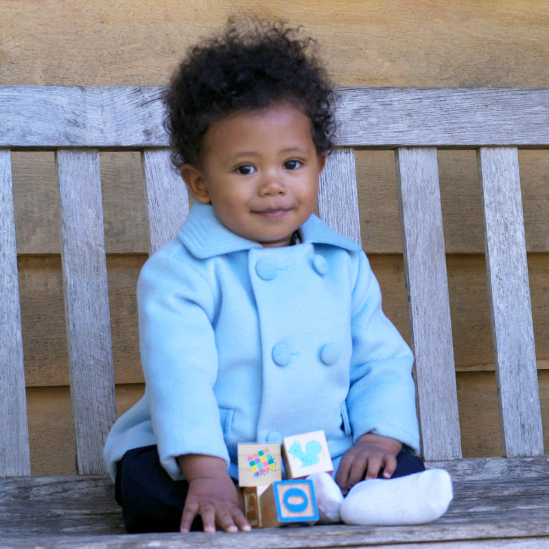 Blue Double Breasted Coat and Bonnet Rachel Riley US