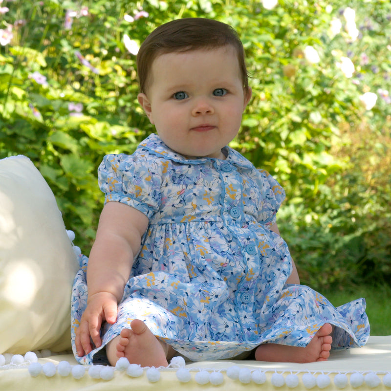 Blue Daisy Button-front Dress & Bloomers