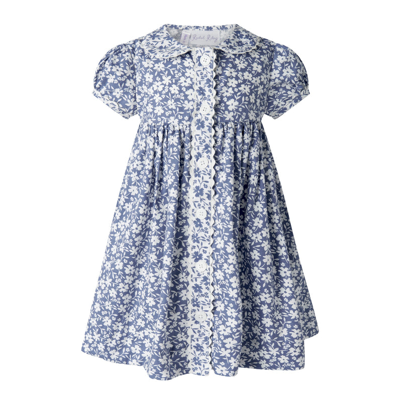 Blue Floral Button-Front Dress & Bloomers Rachel Riley US