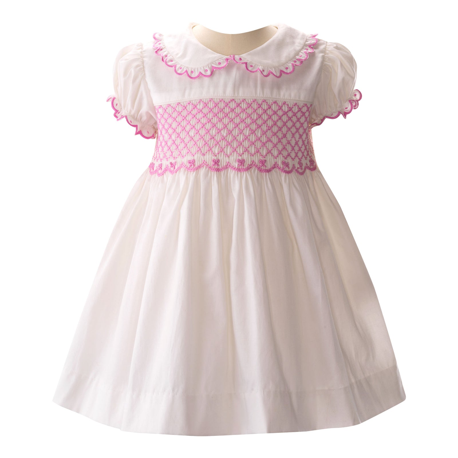 Bow Scalloped Smocked Dress Rachel Riley US Bow Scalloped Smocked Dress Rachel Riley US