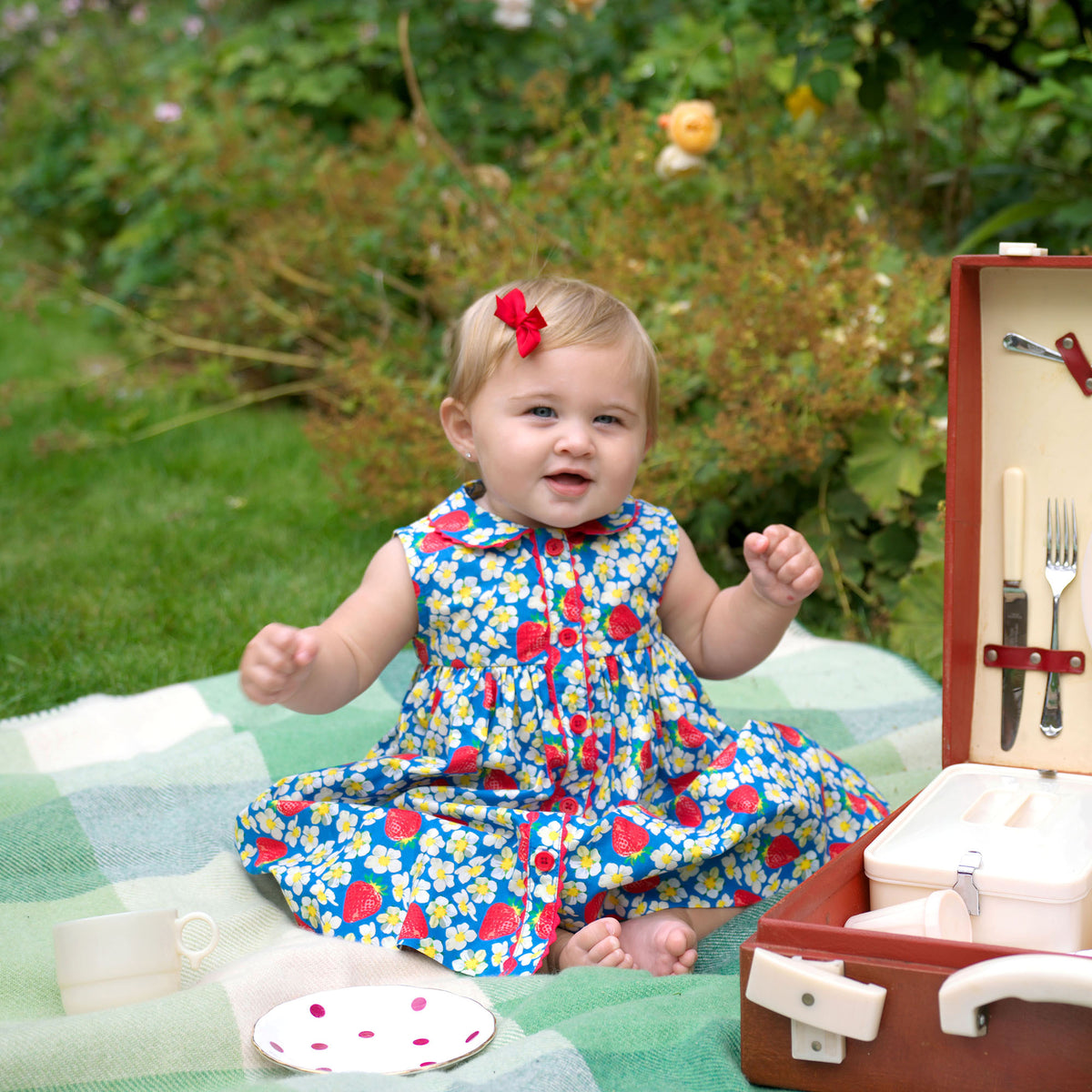 Strawberry Blossom Button-front Dress and Bloomers Rachel Riley US