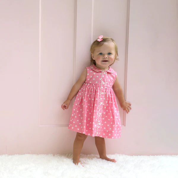 Heart Sleeveless Button Front Dress & Bloomers