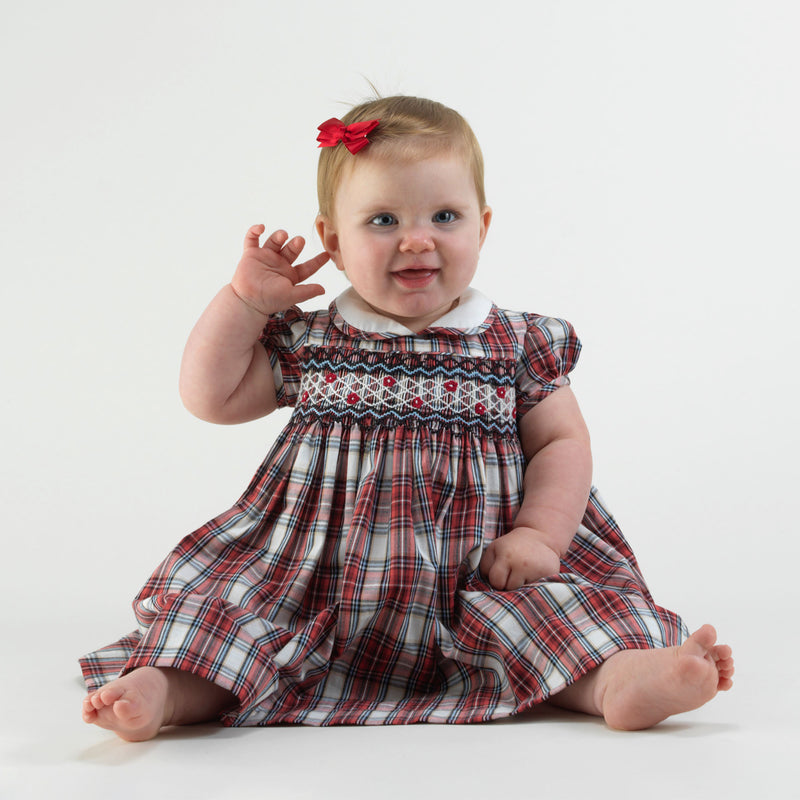 Peter Pan Collar Tartan Smocked Dress - Main Image