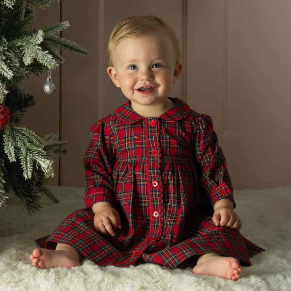 Red Tartan Button-front Dress & Bloomers Rachel Riley US