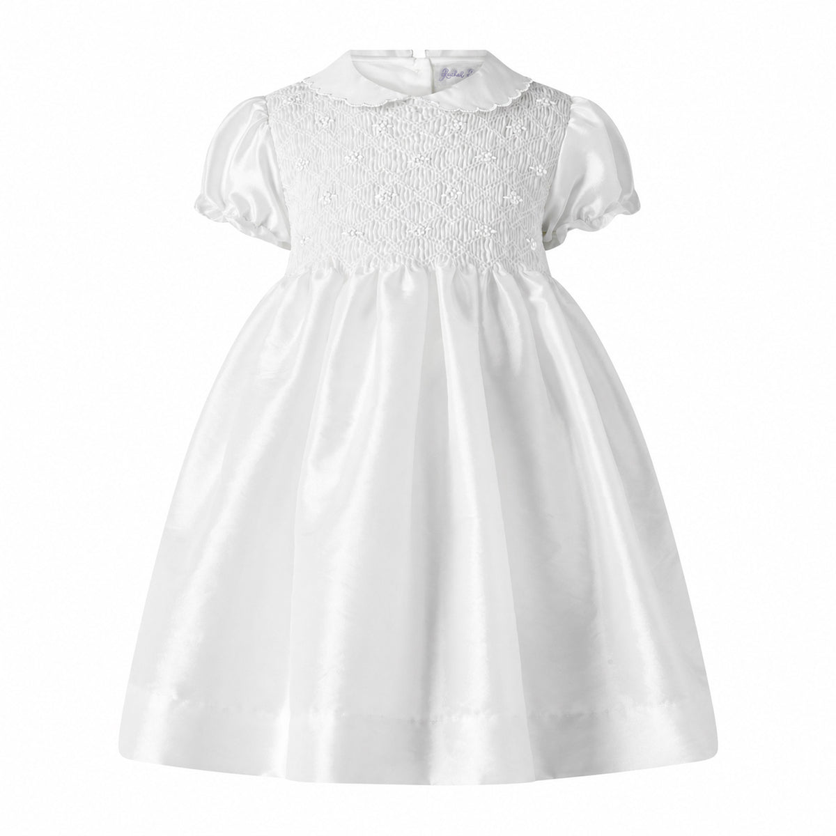 Ivory Taffeta Rosebud Smocked Dress, Baby Rachel Riley US