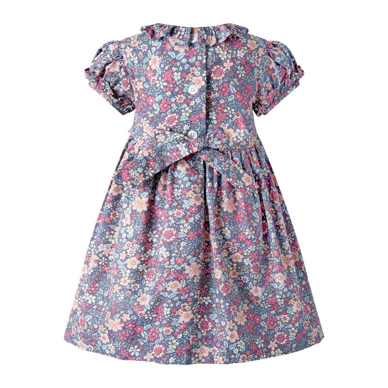 Grey Floral  Smocked Dress & Bloomers