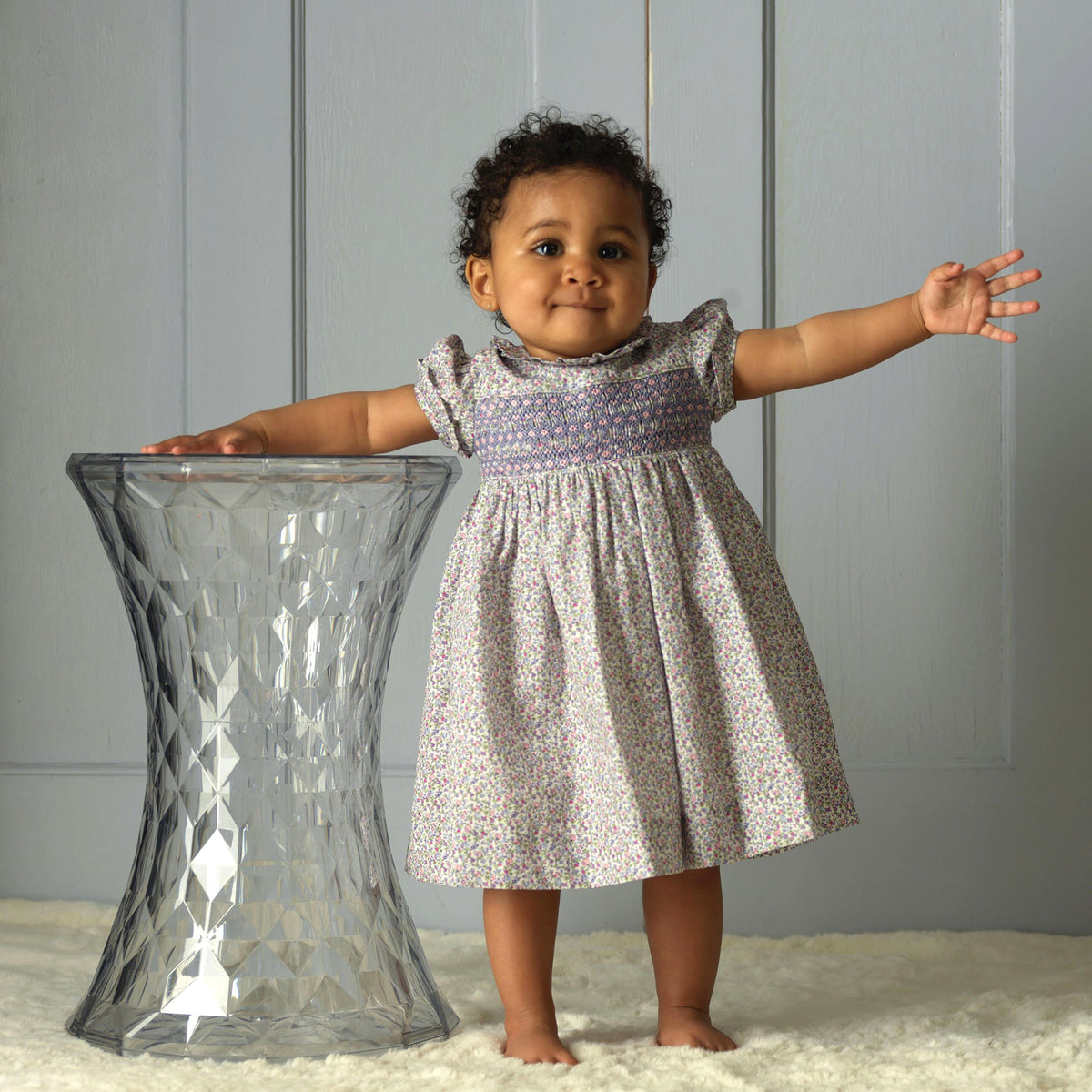 Lavender Frill Collar Smocked Dress & Bloomers