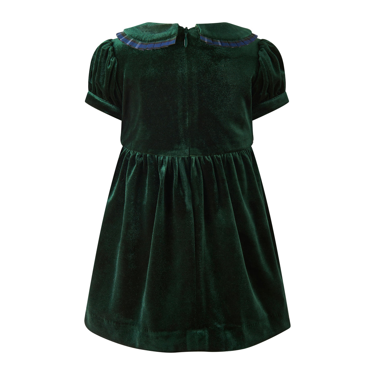 Baby Green Velvet Tartan Trim Dress Rachel Riley US