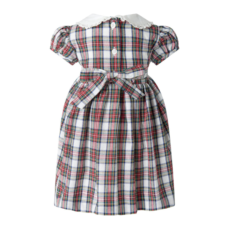 Ivory Tartan Frill Front Dress & Bloomers