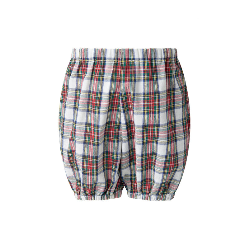 Ivory Tartan Frill Front Dress & Bloomers